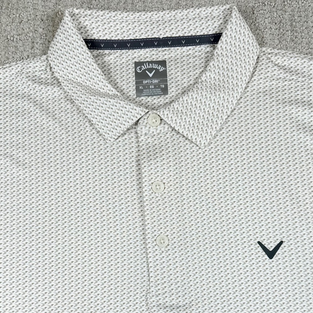 Callaway Opti-Dri Mens XL White Bird Dove AOP Performance Golf Polo Shirt